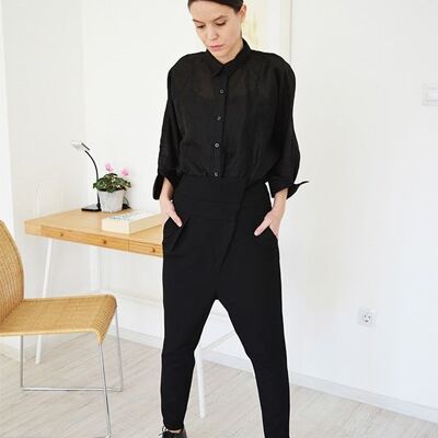 Pantalon à entrejambe bas noir