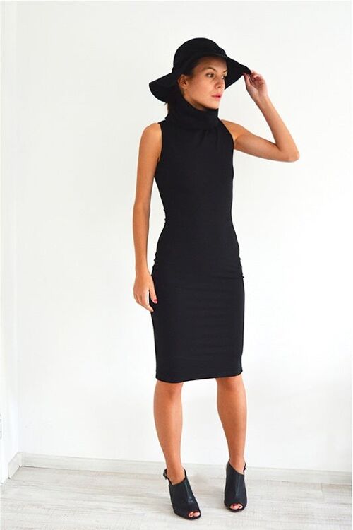 Womens Black Fitted Dress Zaha