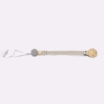 Attache-tétine ruban lin gris