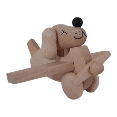 Perro avión de madera