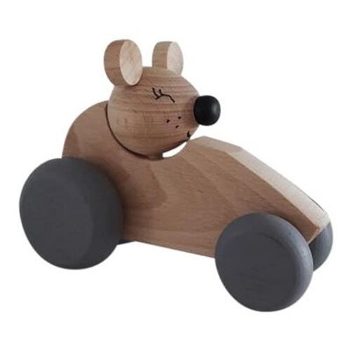 Wooden mouse in car natural