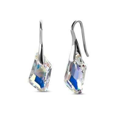 Pendientes Caballero Plata - Plata y Blanco Brillante