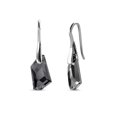 Silver Knight earrings - Silver and black