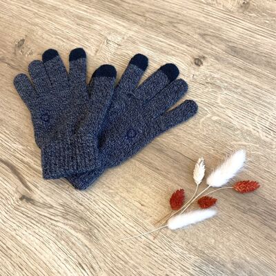 Toe-Neck Tactile Gloves - Gray Navy