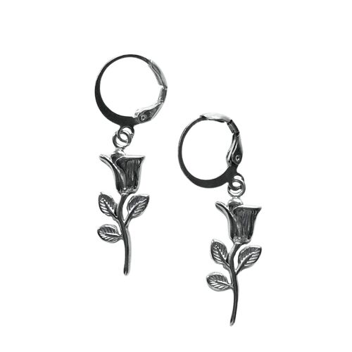 Rose earrings silver