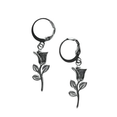 Boucles d'oreilles roses argent