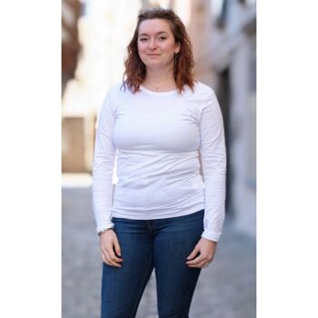 T-shirt manches longues femmes blanc en coton BIO 2