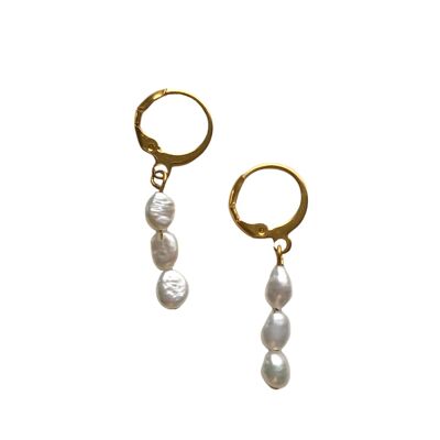 Boucles d'oreilles perle longues or