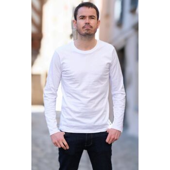 T-shirt manches longues hommes blanc en coton BIO 1