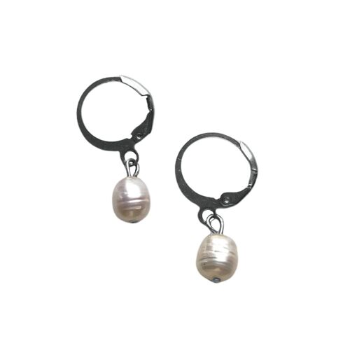 Pearl earrings short silver