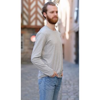 T-shirt manches longues hommes gris chiné en coton BIO 2