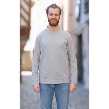 T-shirt manches longues hommes gris chiné en coton BIO 3