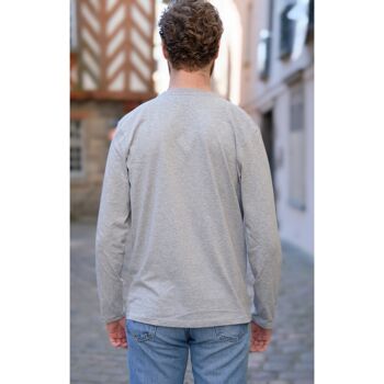 T-shirt manches longues hommes gris chiné en coton BIO 4