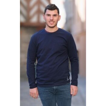 T-shirt manches longues hommes bleu en coton BIO 3