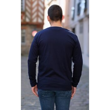 T-shirt manches longues hommes bleu en coton BIO 4