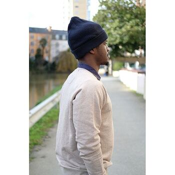 Bonnet mixte bleu nuit en coton BIO 3