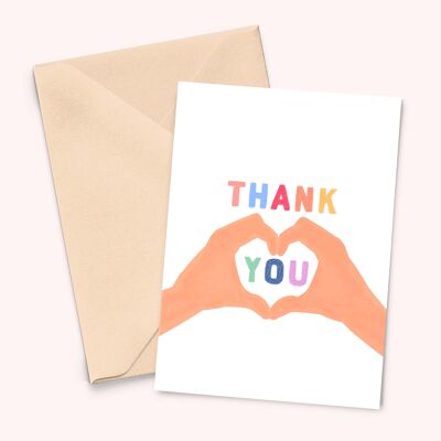 Carte "Thank you coeur mains"