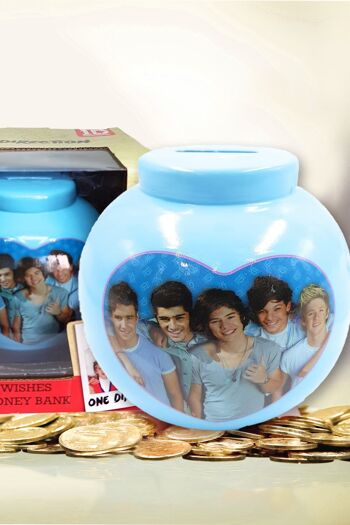 Tirelire One Direction en céramique rouge et bleu 2