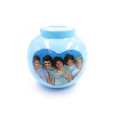 Tirelire One Direction en céramique rouge et bleu