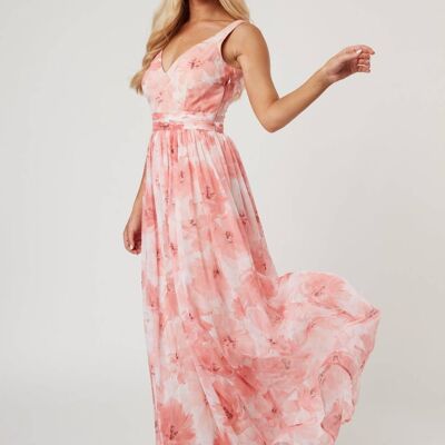 Levi Pink Floral Printed Maxi Dress