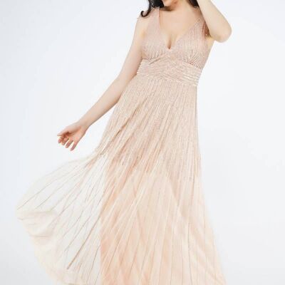 Lorelei nude embellished maxi dress