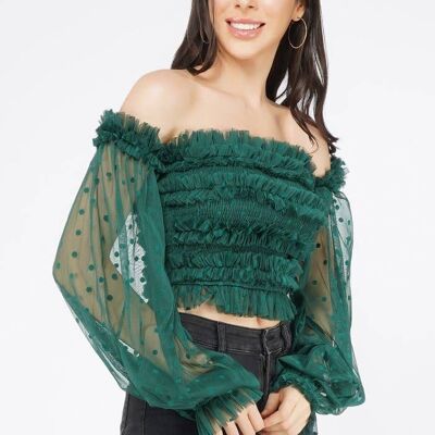 Rolf Top - Green with Green Polka