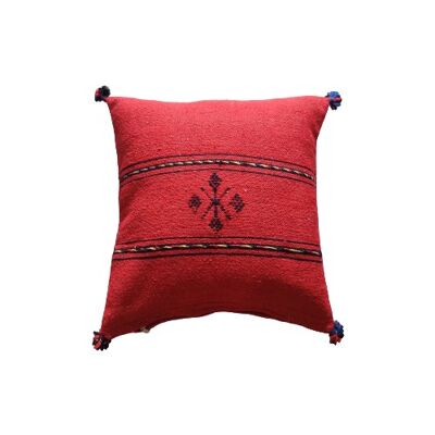 Red Berber cushion with edging
