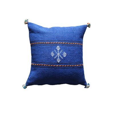Blue Berber cushion with border