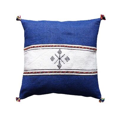 Blue and white Berber cushion