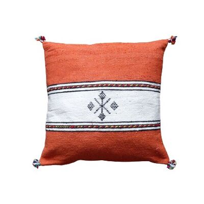 Orange and white Berber cushion