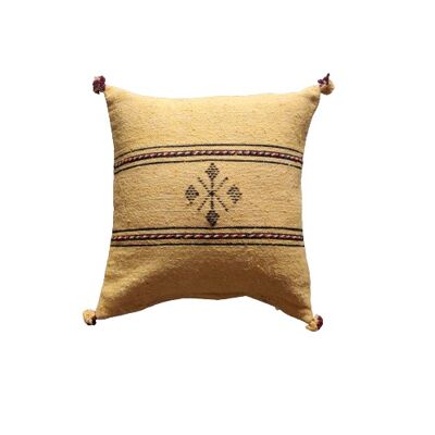 Yellow Berber cushion with border