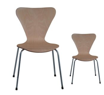 Chaise de salle à manger empilable en bois de couleur naturelle pieds en métal design nordique. DANAT-2. pour salle à manger, cuisine, balcon, chambre, hospitalité (vendu en lot de 2 unités) 2