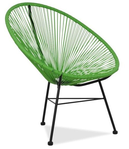 Silla Acapulco color verde. JALSV, Sillón reposabrazos metálico cuerdas para jardín, terraza, balcón, terrado, exterior, hostelería