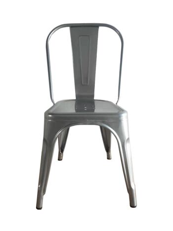 Chaise en métal au design industriel gris. HKM001. Chaise pour salle à manger, cuisine, balcon, terrasse intérieure, hospitalité (Vendu en Pack de 4 unités)