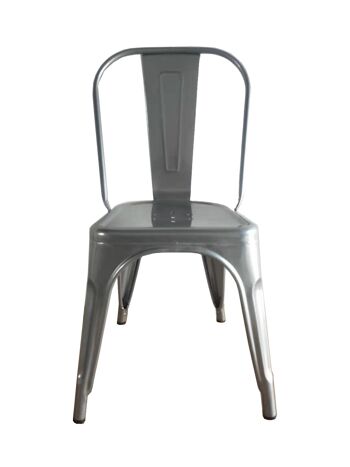 Chaise en métal au design industriel gris. HKM001-2. Chaise pour salle à manger, cuisine, balcon, terrasse intérieure, hospitalité (Vendu en Pack de 2 unités)