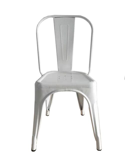 Silla color blanco diseño industrial metal. HKM001B. Silla para comedor, cocina, balcón, terraza interior, hostelería (Se venden en Pack de 4 unidades)