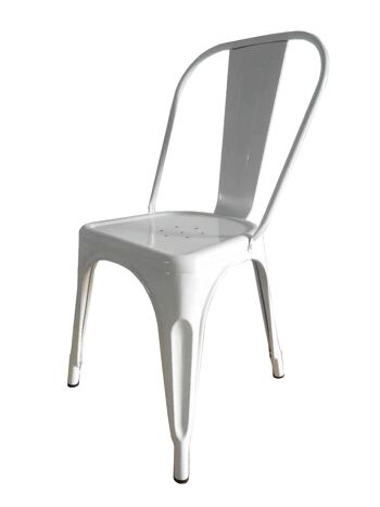 Chaise en métal design industriel blanc. HKM001B-2. Chaise pour salle à manger, cuisine, balcon, terrasse intérieure, hospitalité (Vendu en Pack de 2 unités) 2