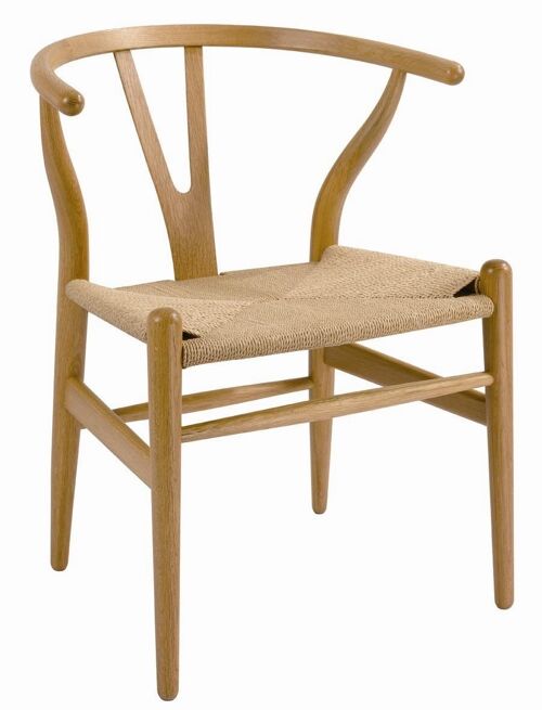 Silla comedor de madera haya color natural diseño nórdico asiento cuerda vegetal. ST006. Para salón, cocina, balcón, dormitorio, hostelería (Se venden en Pack de 2 unidades)