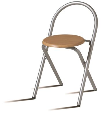 Chaise / tabouret de cuisine pliant en métal et mélaminé couleur hêtre. PLINATX. Petite chaise pour cuisine, salle à manger, chambre. (Vendu en pack de 6 unités) 1