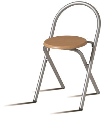 Chaise/tabouret de cuisine pliant en métal et mélaminé couleur hêtre. PLINATX-2. Petite chaise pour cuisine, salle à manger, chambre (Vendu en Pack de 2 unités) 1
