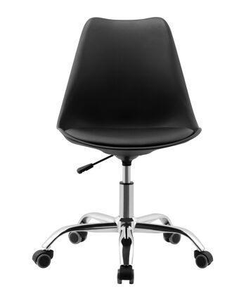 Chaise de bureau pivotante noire de style nordique. BATTRE VINTAGE-19N. pour étude, bureau, bureau, idéal pour le télétravail. 1
