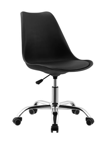 Chaise de bureau pivotante noire de style nordique. BATTRE VINTAGE-19N. pour étude, bureau, bureau, idéal pour le télétravail. 2
