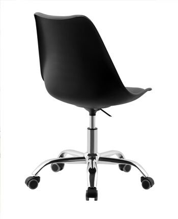 Chaise de bureau pivotante noire de style nordique. BATTRE VINTAGE-19N. pour étude, bureau, bureau, idéal pour le télétravail. 3