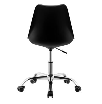 Chaise de bureau pivotante noire de style nordique. BATTRE VINTAGE-19N. pour étude, bureau, bureau, idéal pour le télétravail. 4