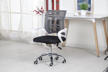 Chaise de bureau pivotante et inclinable noire et blanche. MONTRÉALLB. pour étude, bureau, bureau, idéal pour le télétravail. 3