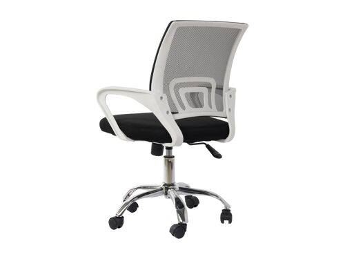 Silla de escritorio giratoria y basculante color blanco y negro. MONTREALB. para estudio,despacho,oficina, ideal para teletrabajo.