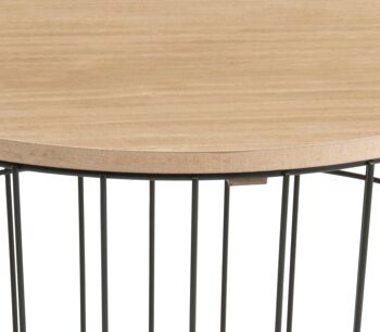 Table d'appoint ronde ou basse en métal et bois, AT068, pour salon, canapé, chambre 4