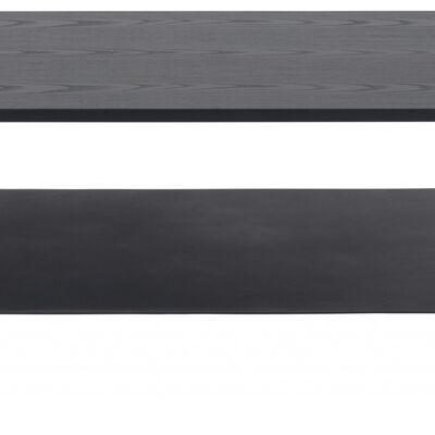 Mesa de centro rectangular metálica negra, 2 estantes madera , AT091, mesita para salón, comedor o sofá