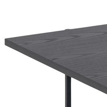 Table basse rectangulaire en métal noir, 2 étagères en bois, AT091, petite table pour salon, salle à manger ou canapé 3
