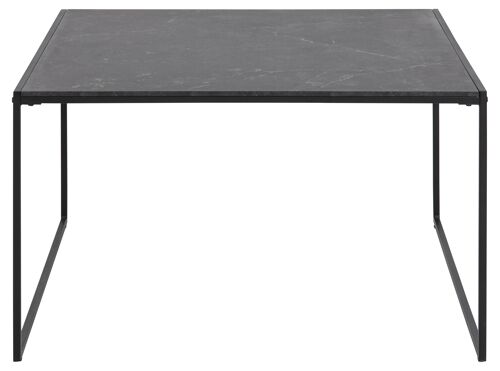 Mesa de centro metálica color negro, tablero melamina imitación marmol, AT092, para salón, comedor o sofá